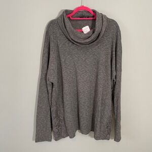 NEW Suzanne Betro Gray Lace Detail Cowl Neck Tunic Top Plus Size 4X
